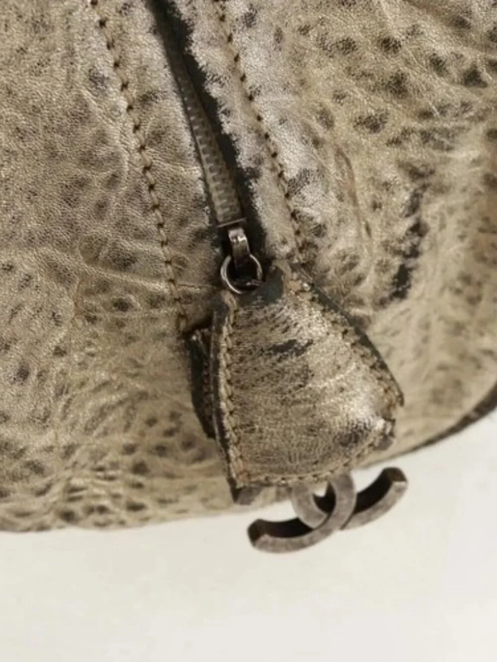 CHANEL Matelasse Hand Bag Leather Champagne Gold CC Auth 160074